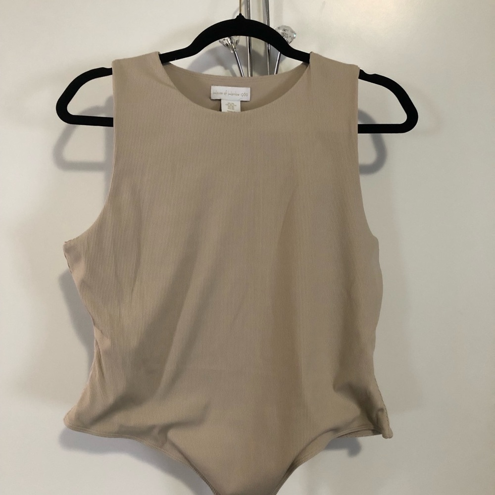 NWOT House of Harlow 1960 Ribbed Tan Bodysuit